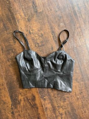 Faux Leather Black Crop Top